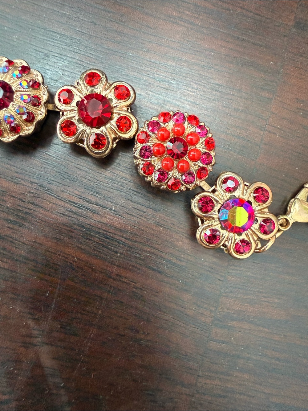 Mariana Rose Gold Bracelet- Monochromatic Red and Iridescent Crystals- Like New! - Picture 3 of 5